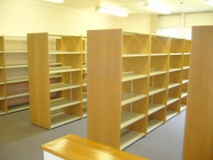Empty shelves at Princess Marina Library